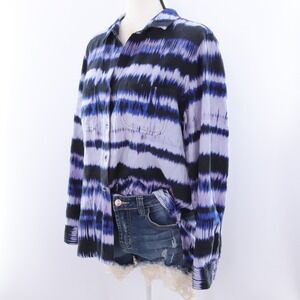 Rock & Republic Tie Dye Long Sleeve Button Down Shirt‎ Women's Size L